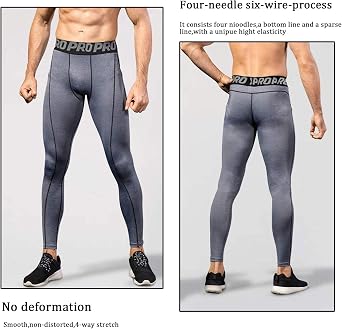 3 Pack Mens Compression Leggings Cool Dry Base Layer Sports | Running Tights Cycling Trousers for Workout Athletic Training Gym