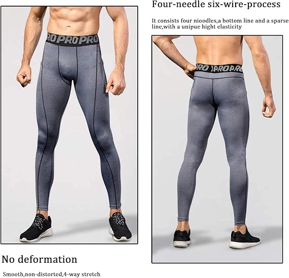 3 Pack Mens Compression Leggings Cool Dry Base Layer Sports | Running Tights Cycling Trousers for Workout Athletic Training Gym