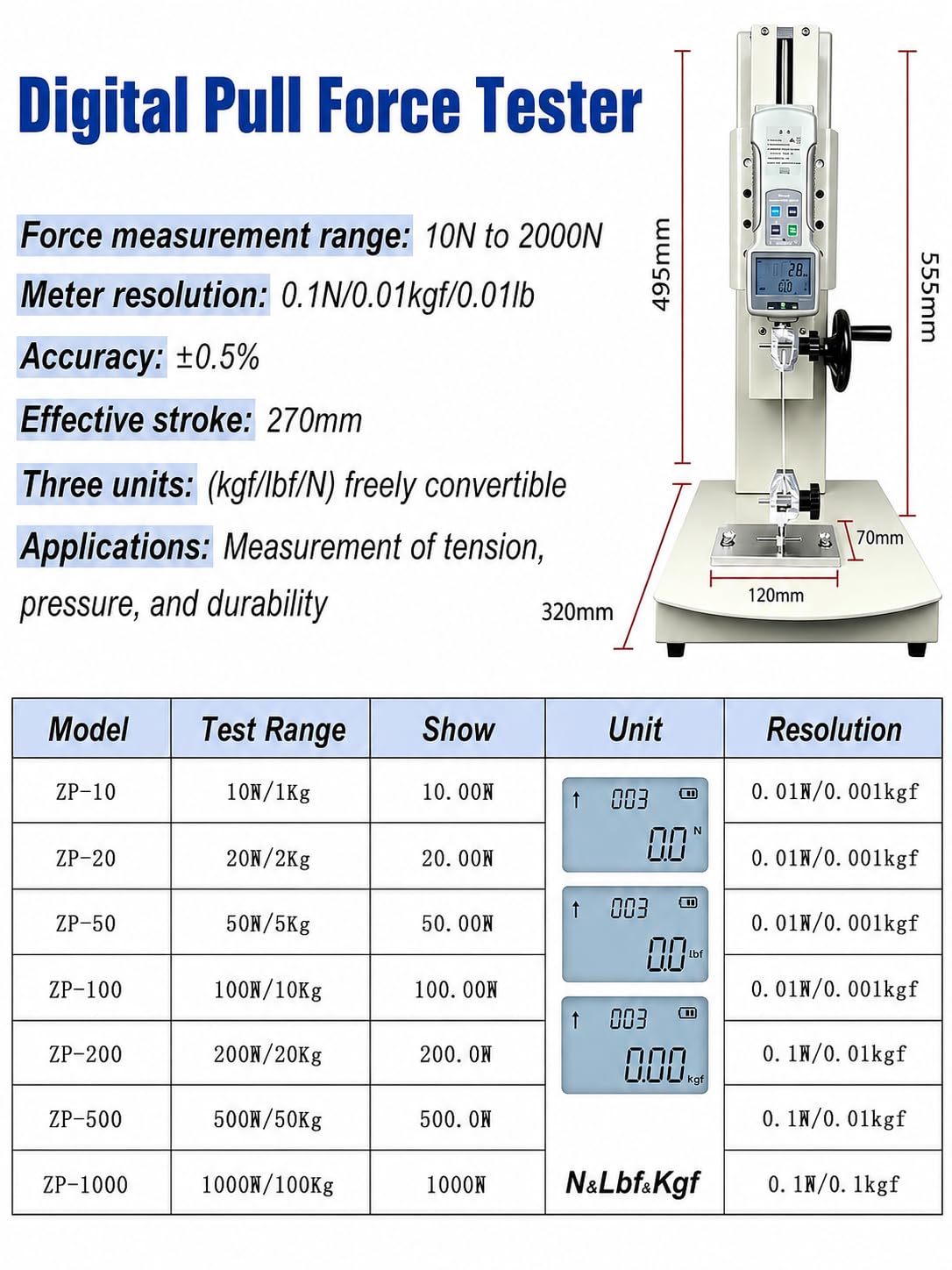 Ręczna Maszyna Testowa, Cyfrowy Tester Siły Naciągu 10-2000N Standard-20N
