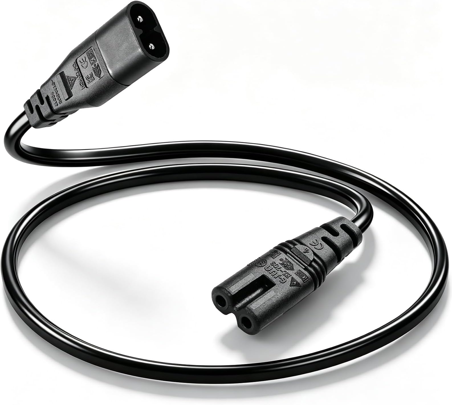 IEC 60320 C8 Plug to C7 Receptacle Male to Female Extension Power Supply Main Adapter Cable (1M)