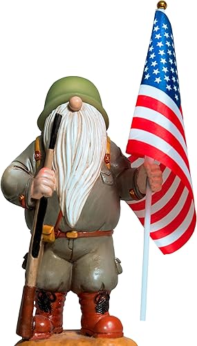 Redwix Gnomos militares de jardín con pistolas para exteriores de 12.1 pulgadas, gnomos del ejército estadounidense, gnomos del 4 de julio, gnomos