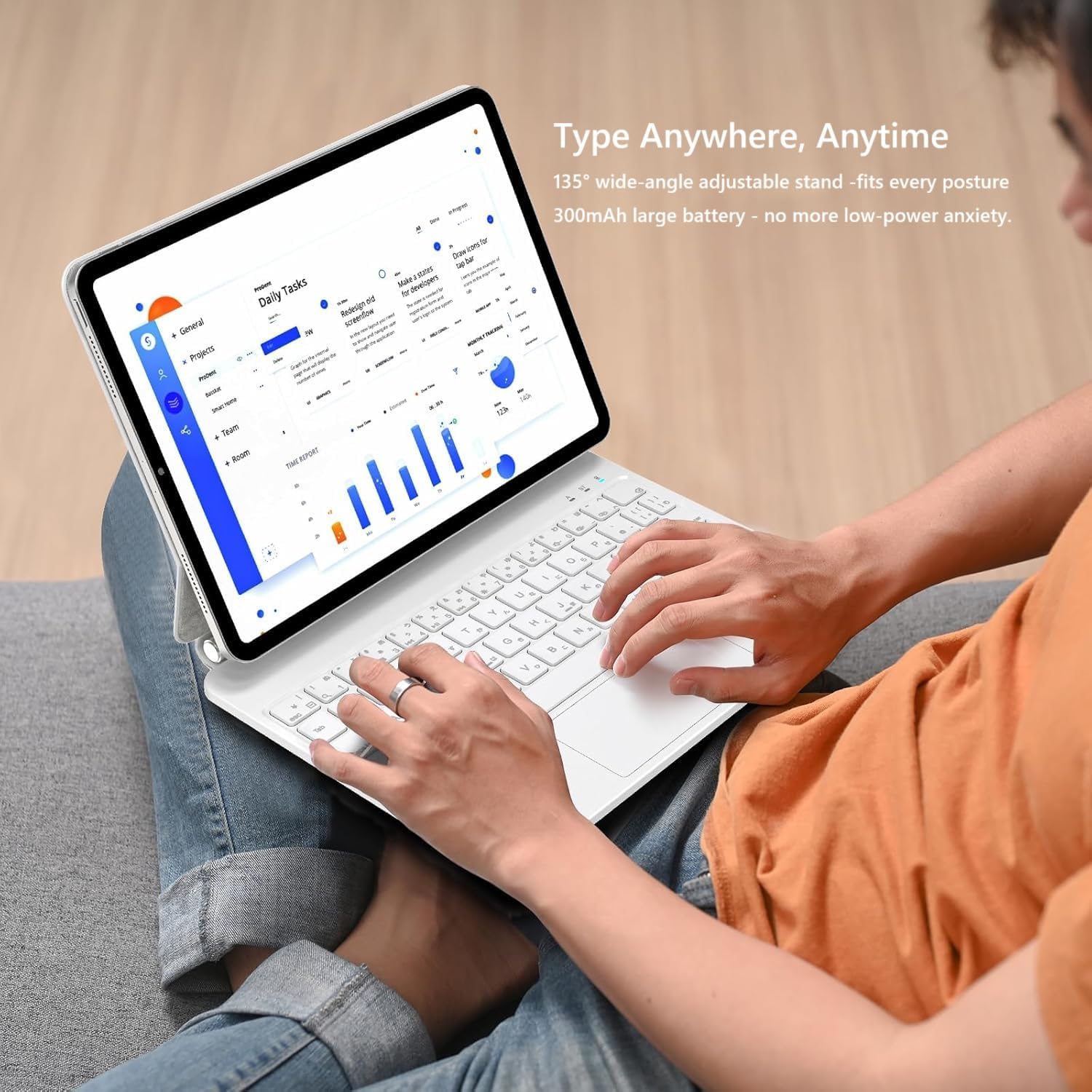Keyboard Case for iPad 11th (A16, 2025)/ iPad 10th Generation 2022, Magic Keyboard with Floating Cantilever Stand, Multi-Touch Trackpad, 7-Color Backlight, White