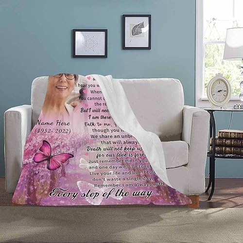 Miniatura 3 de MyPupSocks Regalos conmemorativos personalizados, manta de cama personalizada con texto en inglés "I Never Left You", manta de memoria personalizada