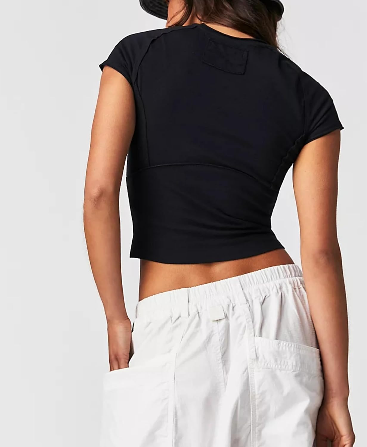 Aimiray Women's Y2k Basic Tees Short Sleeve Fitted Baby Tees Slimming White Cute Crop Tops Summer Tight Shirts - Image 4