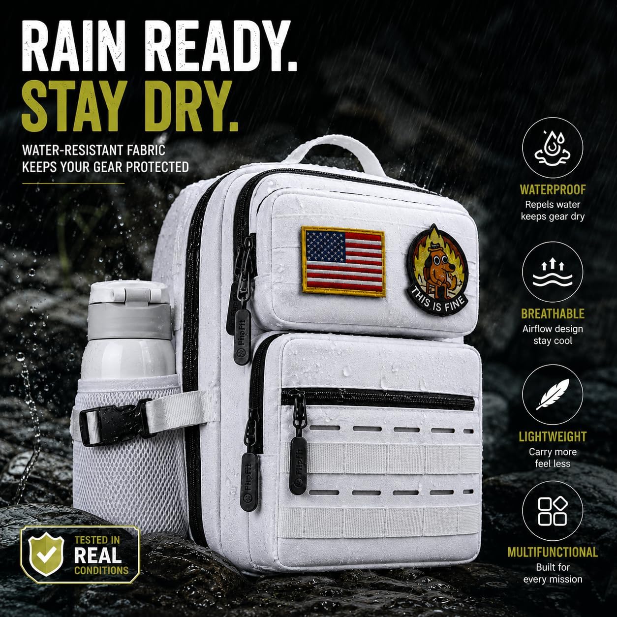 9L Mini Tactical Backpack for Men Women,Small Military Tactical Backpack for Gym,Hiking,Camping,Cycling (White)