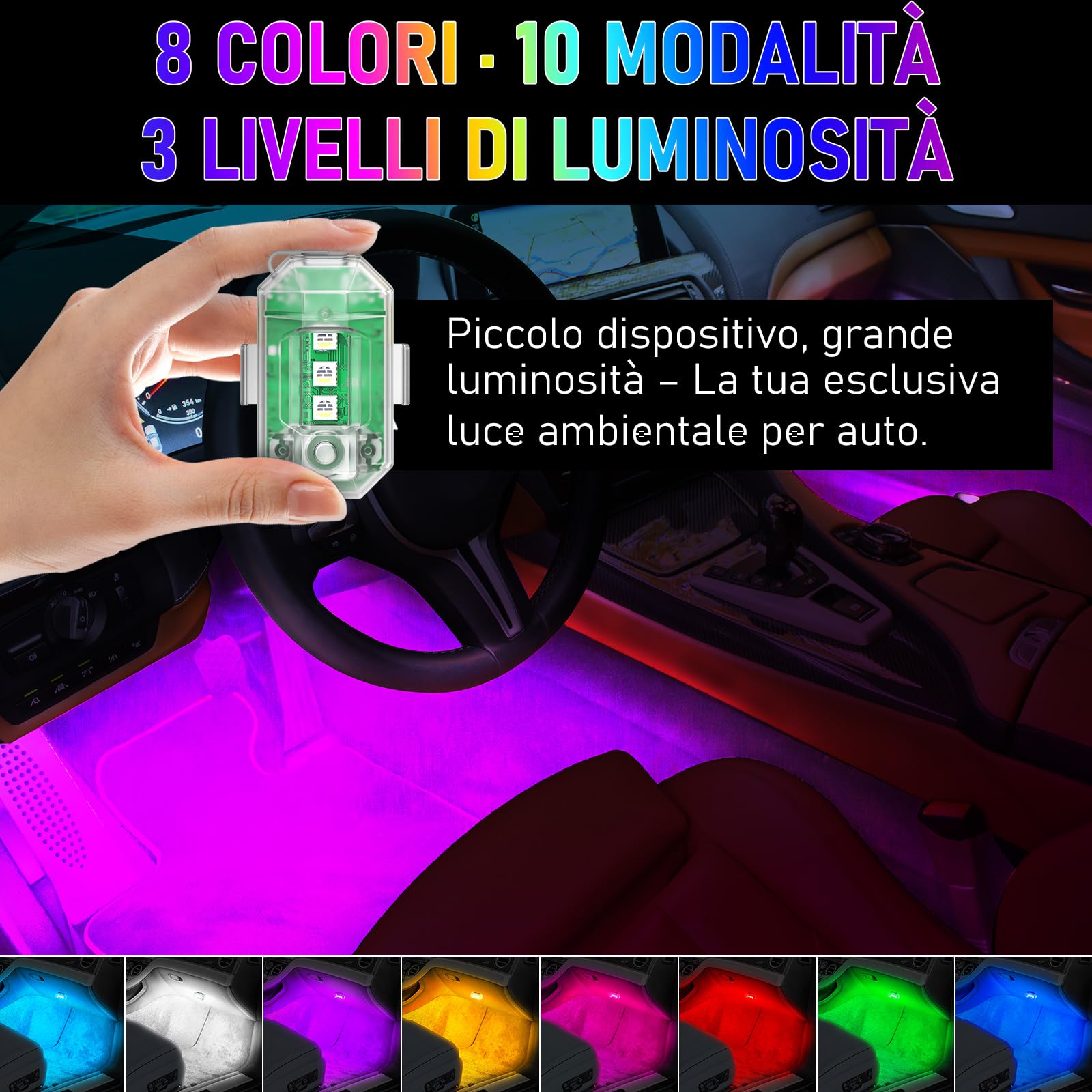 4 Pcs Luce Stroboscopica del Drone con Telecomando, 8 Colori Ricaricabile Luci di Segnalazione per il Volo Notturno per Auto Camion Moto Bici