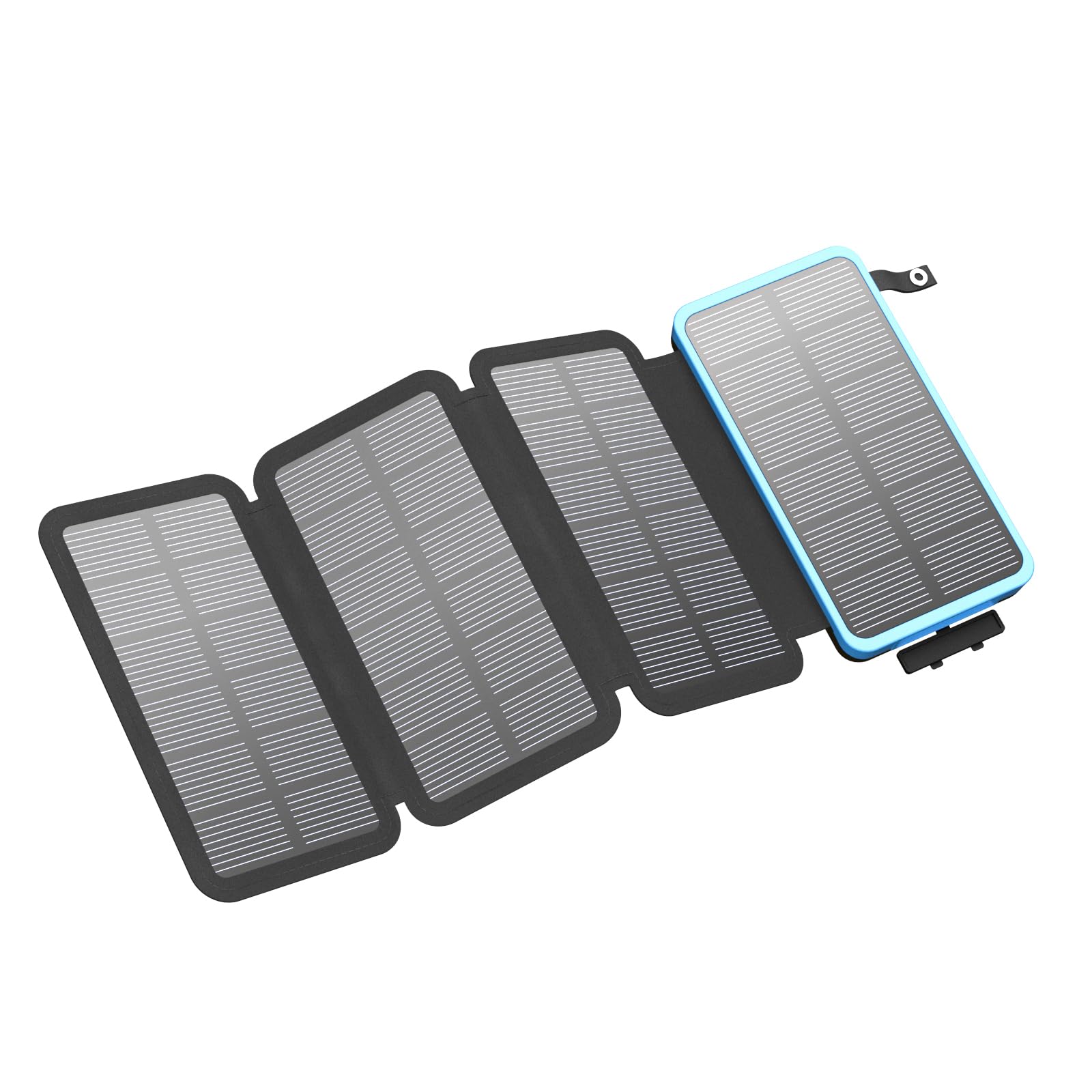 FEELLE Cargador Solar Power Bank 25000mAh, Batería Externa con Doble Salida USB de 3,0 A y 4 Paneles Solares Plegables Cargador Portátil para Smartphone, Tablet y Más (Azul)