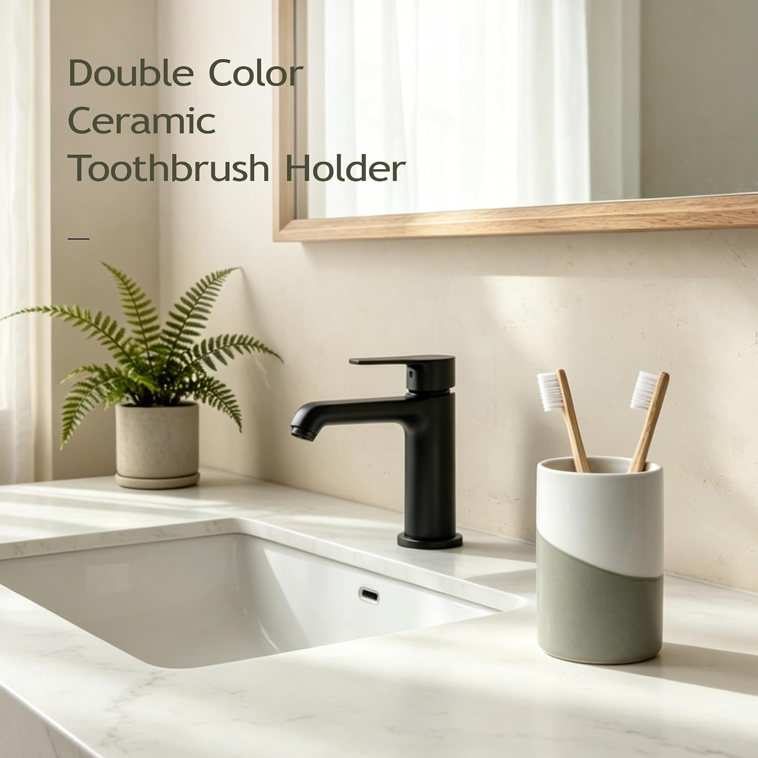 Bosilunlife Ceramic Toothbrush Holder for Bathroom