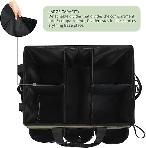 Miniatura 5 de Bolsa de limpieza, bolsa de limpieza portátil, organizador de suministros de limpieza con divisor y asas desmontables, bolsa de suministros de