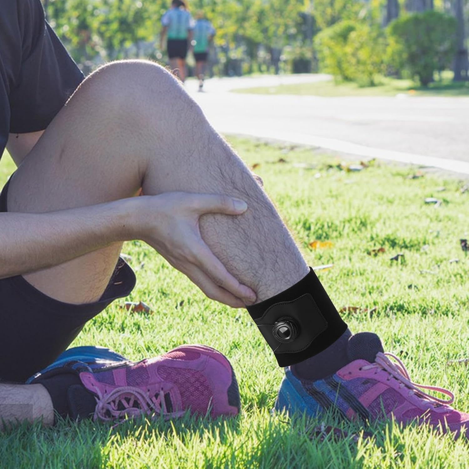 Cabilock Adjustable Ankle Brace for Intense Workouts with Breathable Material and Stable Support, Black Gym Ankle Strap with Plastic and Steel Construction for Sports Training