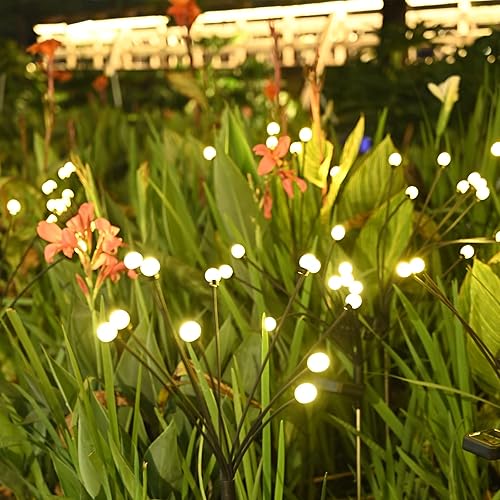 DORARING Luces de jardín vibrantes, luces solares de jardín oscilantes, luces solares de luciérnaga oscilantes en explosión de estrellas