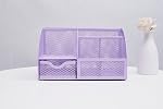 Gonice Mesh Desk Organizer with 6 Compartments and Drawer Multi-functional Pen Holder for Office Supplies and Desk Accessories Desktop Organizer for Home,Office and School (Purple)