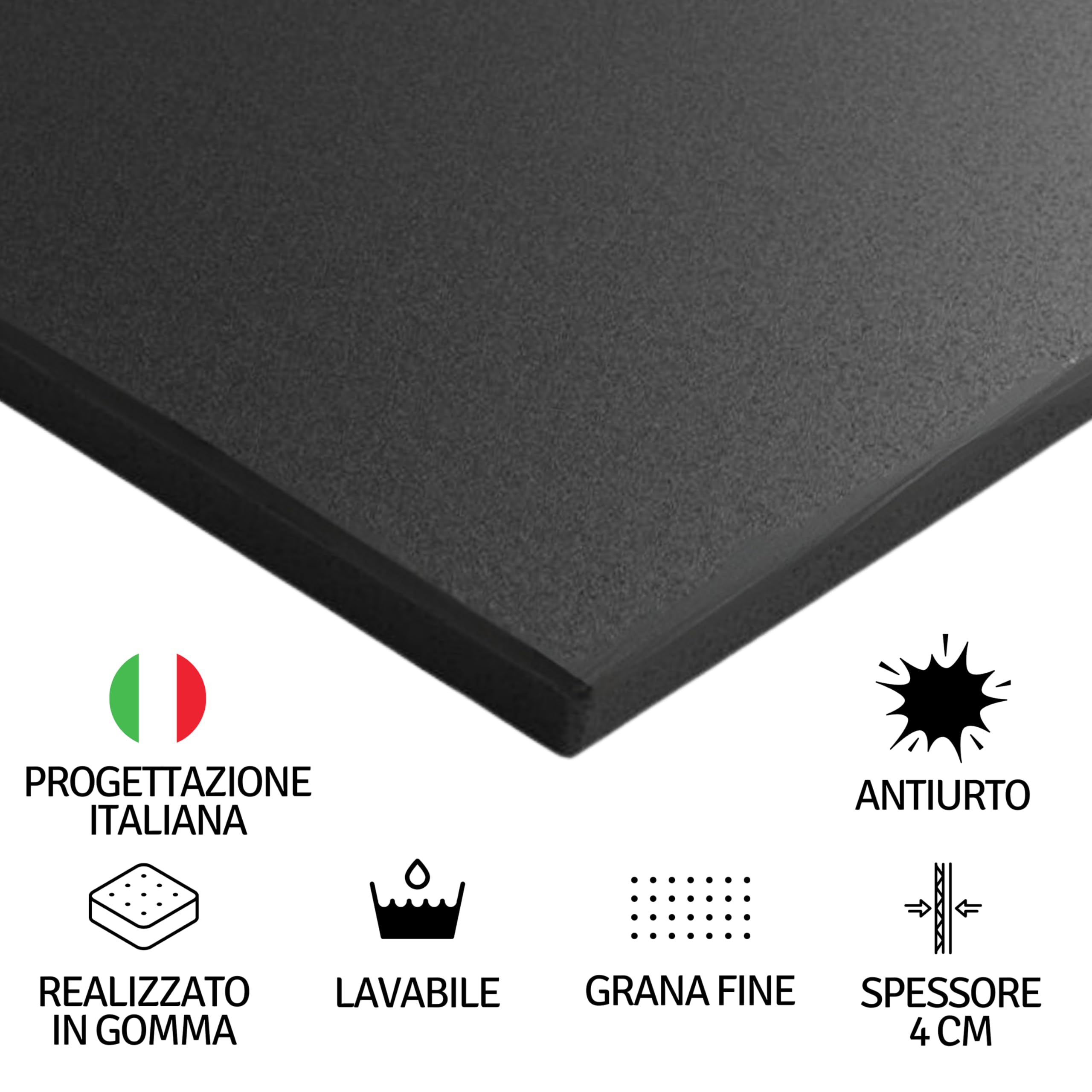 Pavimento Gommato Palestra 100x100x4 cm, Antitrauma, Antiscivolo, Fonoassorbente, Sala Pesi e Home Gym