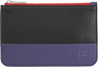 Bustina portatutto donna in vera pelle colorata con zip e 3 tasche porta carte DUDU Nero