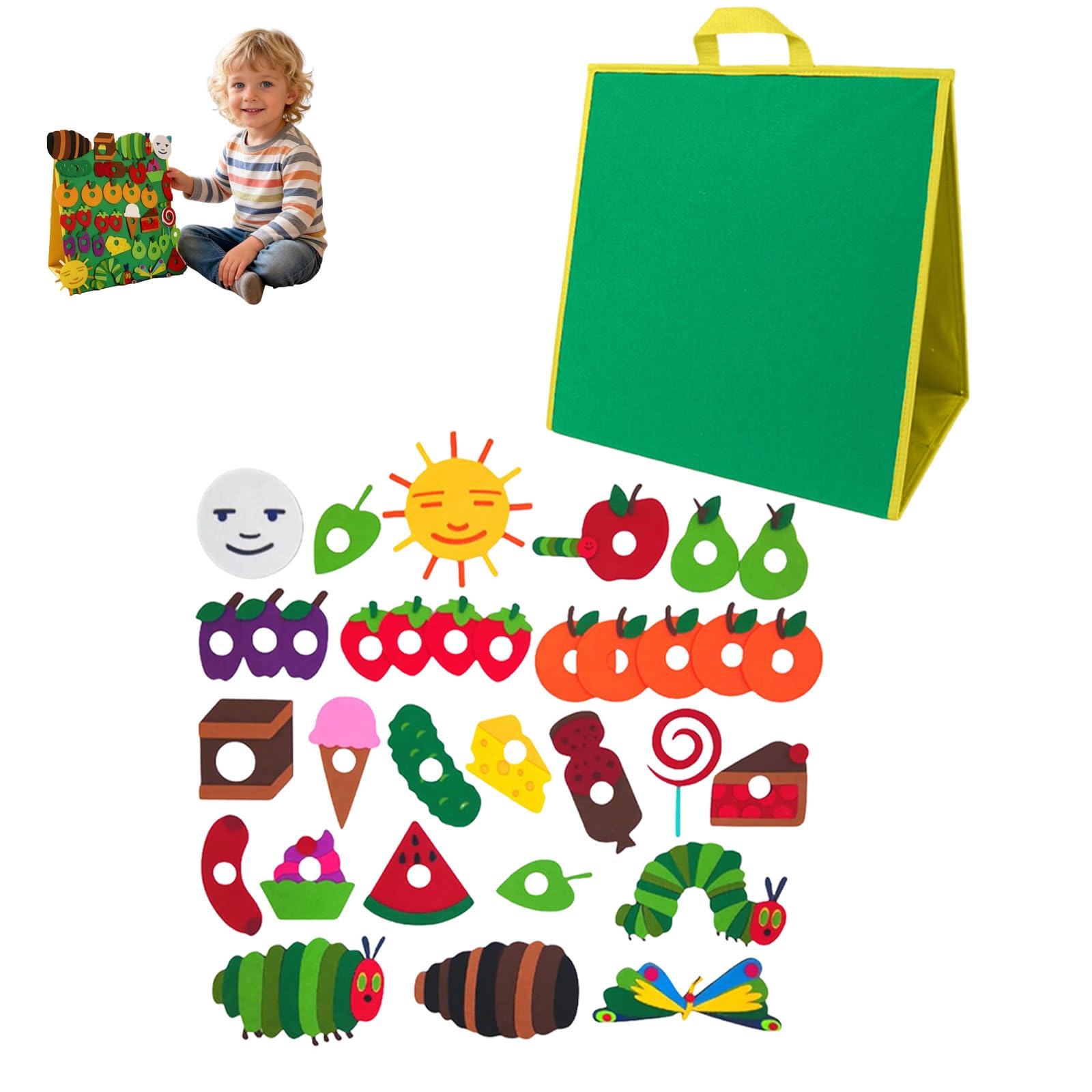 Hungry Toy Hungry Performance Props Felt English Picture Books Teaching Aids Interactive Teaching Very Hungry Activity Toy Preschool Very Hungry Caterpillar Felt Montessori Preschool Board Set