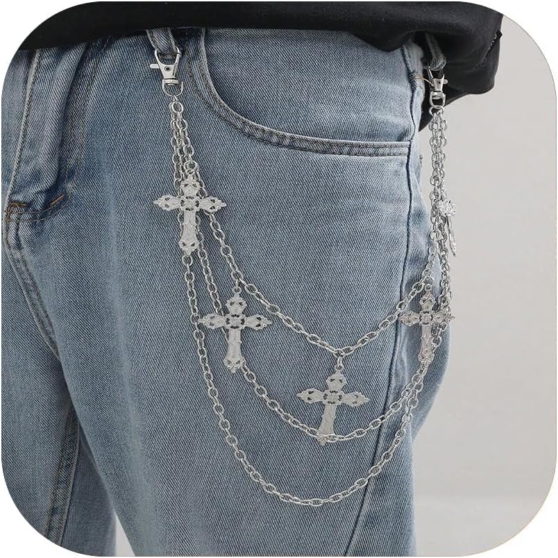 Vivian&CD Jean Chain Belt for Men&Women, Pocket Chain Goth Punk Chain Belt Chain Layered Chunky Pants Chain and Vintage Hip Hop Wallet Chain Jewelry Accessory for Women Men