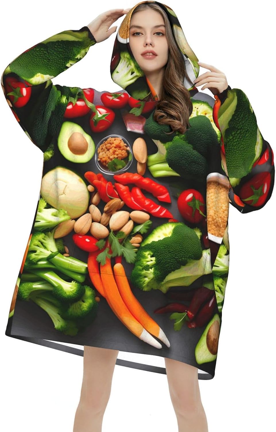 Healthy Foodprint Oversized Hoodie Blanket, Super Soft Warm Comfortable Hoodie, Wearable Blanket Adult