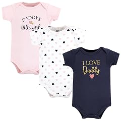 Hudson Baby Unisex Baby Cotton Bodysuits Girl Daddy Pink Navy Preemie