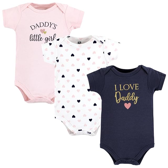 Hudson Baby Unisex Baby Cotton Bodysuits Girl Daddy Pink Navy Preemie