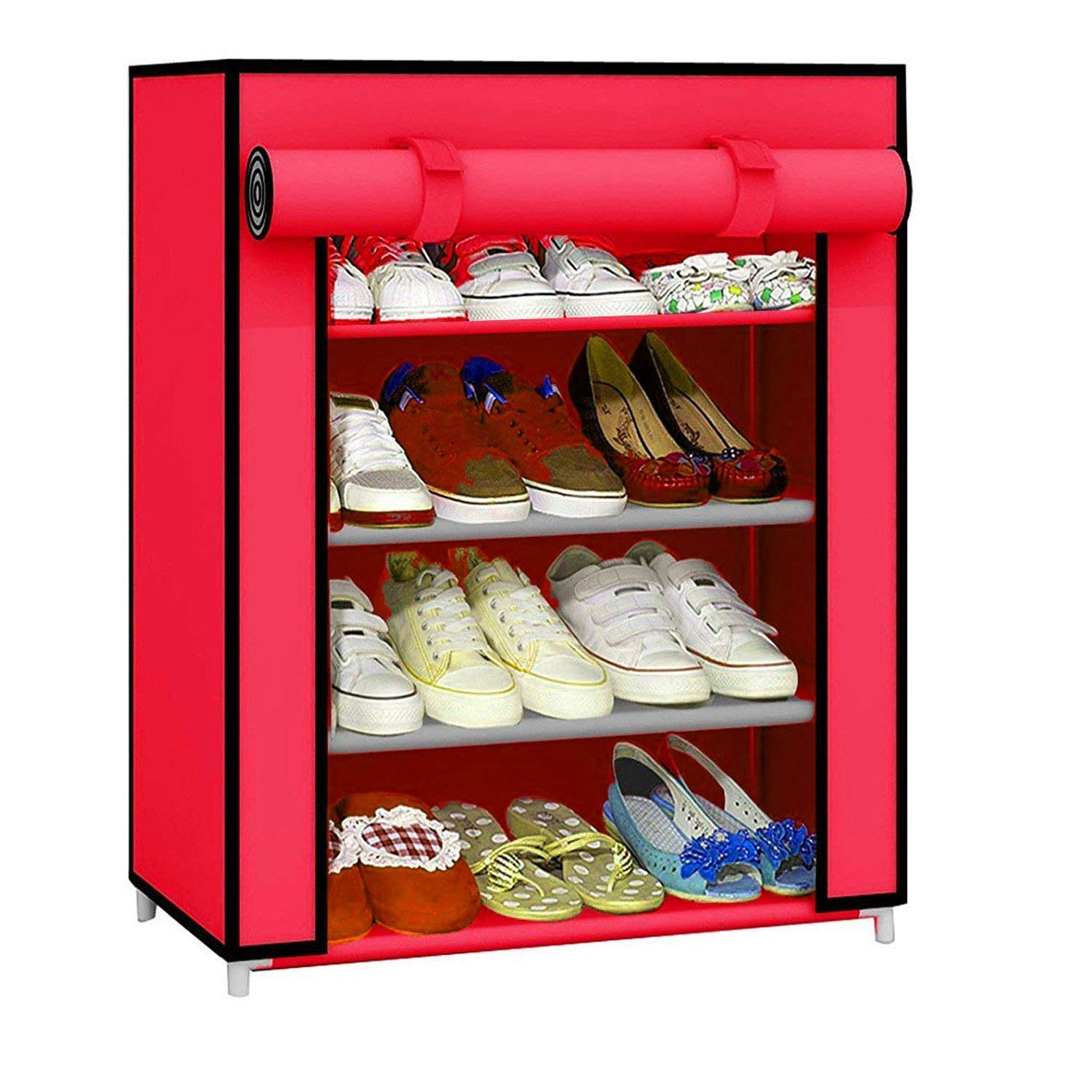 Ebee Store Iron Collapsible Shoe Stand (Pink, 4 Shelves) Amazon.in