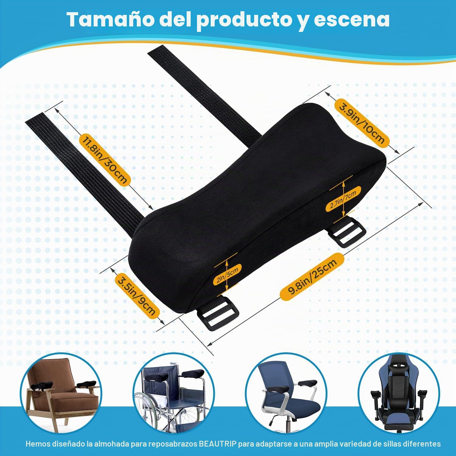 BEAUTRIP Almohadillas ergonómicas para reposabrazos, cojín de apoyo para el codo, juego de 2