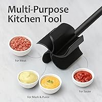 Vista 7 de Ourokhome Picador de carne y triturador de papas, triturador de carne molida de nailon resistente al calor para hamburguesas, 5 cuchillas curvas