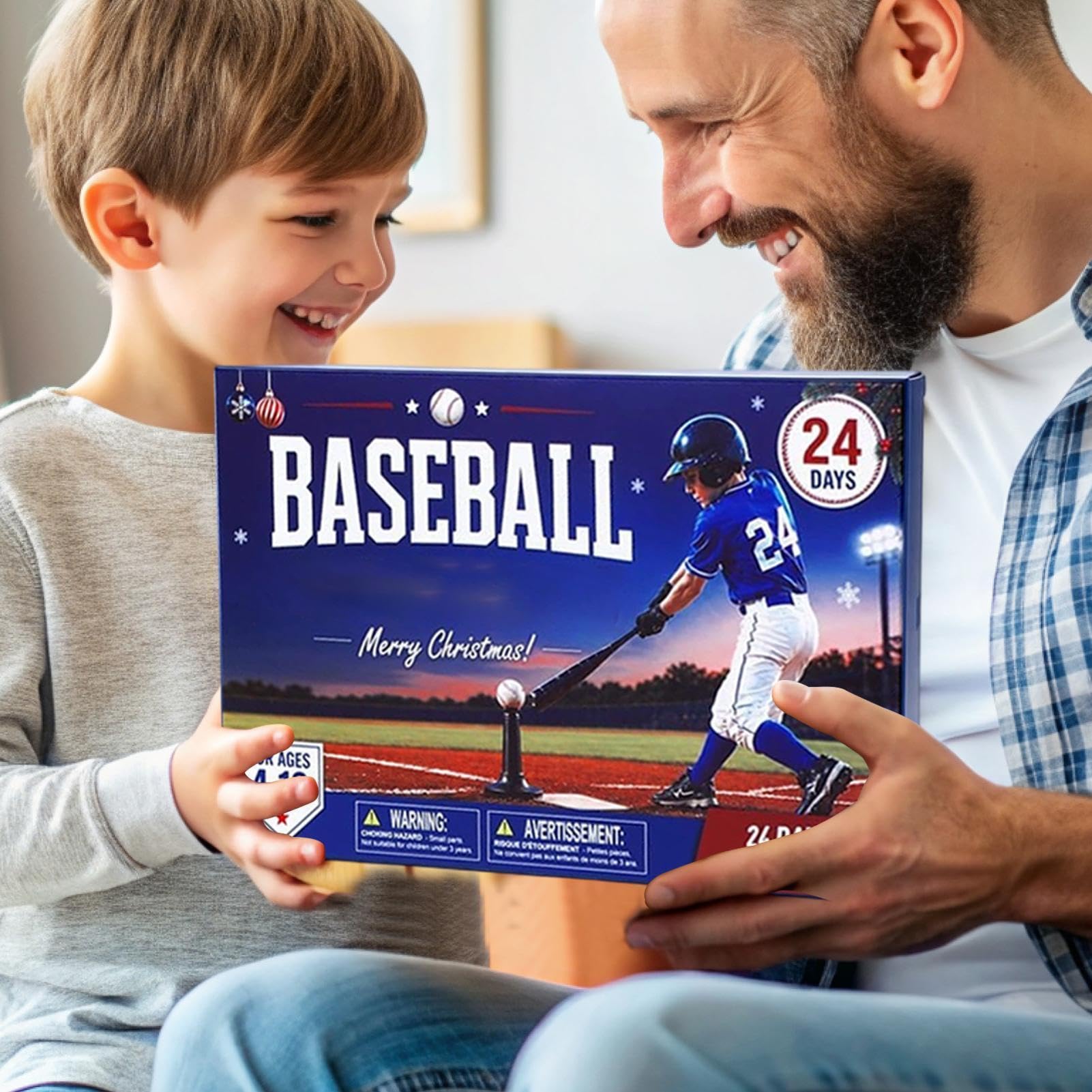 Calendario dell'Avvento natalizio con motivo baseball