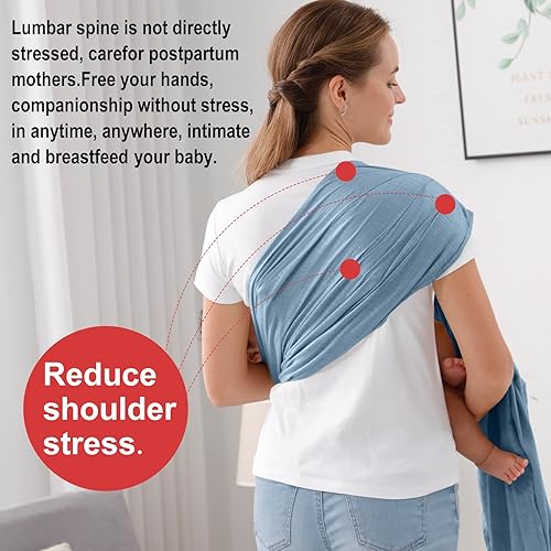 Miniatura 6 de Portabebés con anillo para recién nacidos a niños pequeños, portabebés de algodón de lino suave, fácil de llevar, de doble bucle, de muselina