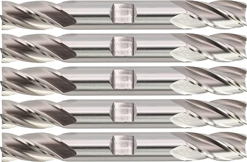 Miniatura 1 de 5 piezas M42 Fresas de extremo de cobalto, nariz cuadrada, extremo doble, acabado brillante (sin recubrimiento), 12" diámetro del molino., 0.5 in