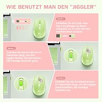 Seenda Vezeték Nélküli USB C Egér Jiggler Funkcióval - Újratölthető, Kettős Vevőegységgel, MacBook, Windows, Android Kompatibilis - Zöld 5
