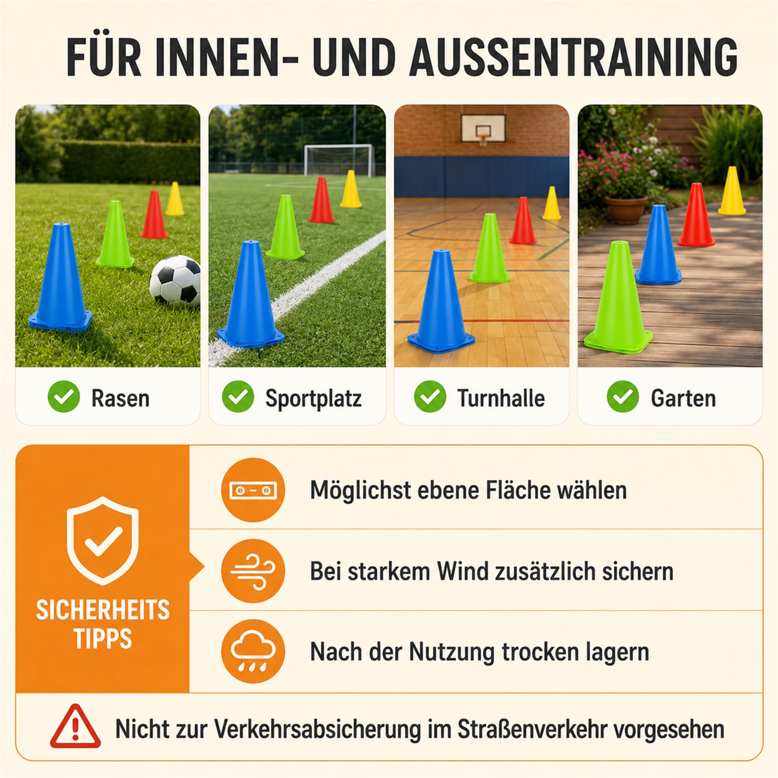 CYEER 24 Conos Entrenamiento Futbol, 23 x 13,5 cm, Coloridos pilones para niños al Aire Libre con Bolsa de Transporte, Conos de Entrenamiento para fútbol, Deportes, Juegos Activos