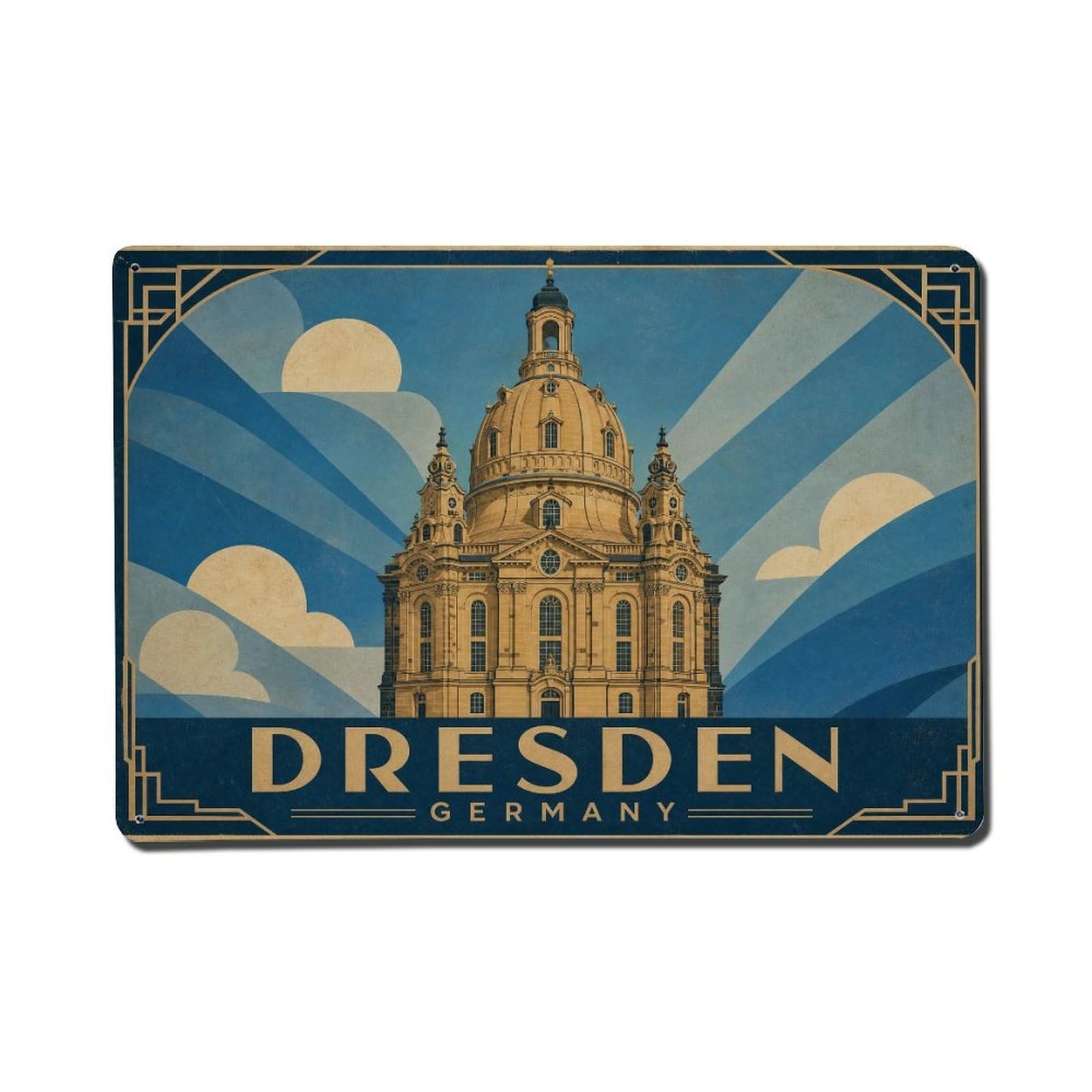 Travel Vintage Germany Dresden Metal Tin Sign