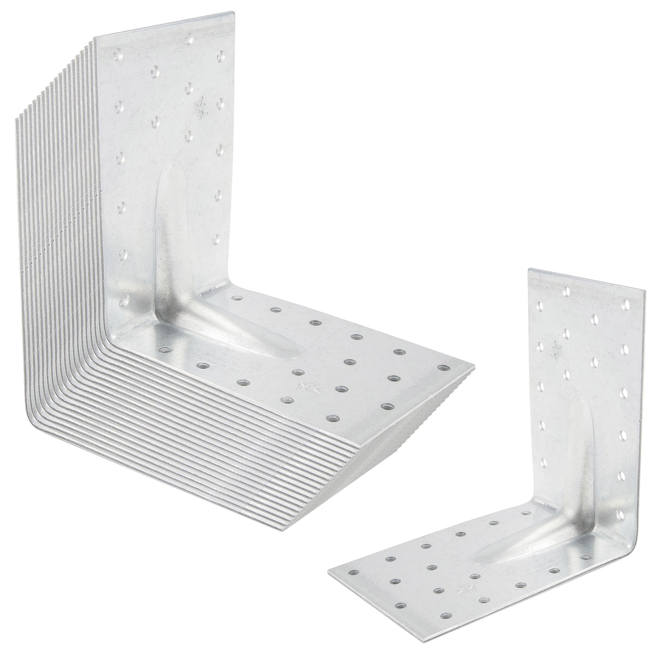 SOTECH Juego de 20 escuadras, conectores de ángulos, 120 × 120 × 80 mm | con refuerzo de 90°, grosor de 2,5 mm, ángulo de alta resistencia de acero galvanizado en caliente