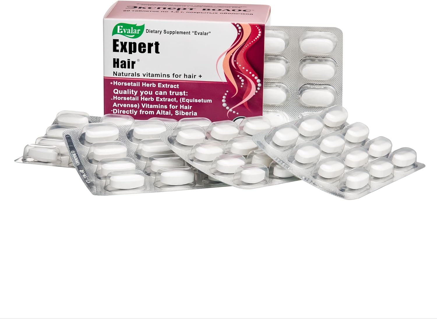 Evalar Expert Hair Horsetail Herb Equisetum Arvense Extract Siberian Altai w Vitamins 60 Tabs - Image 3