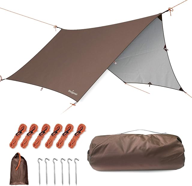 Unigear Rain Fly Tent Tarp Hammock Hexagonal,Lightweight Waterproof Camping Shelter, Portable Windproof Snowproof Tarpaulin for Snow Sunshade for Camping Outdoor Travel