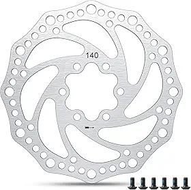Rotor de freio a disco de 140 mm com 6 parafusos, freio a disco de bicicleta de aço inoxidável para mountain road bike MTB BMX, 1 peça