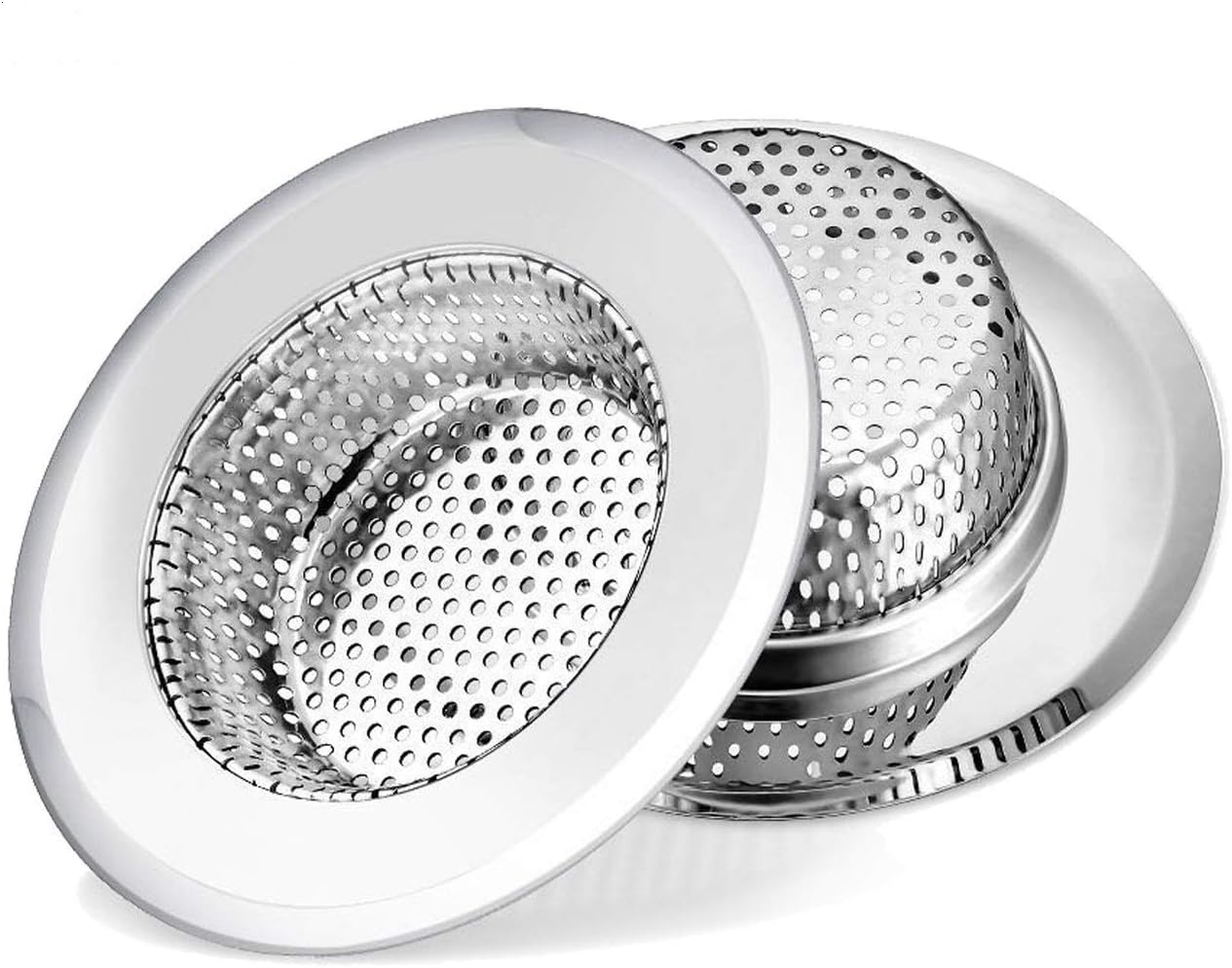 2 Pack Sink Drain Strainer, Stainless Steel Kitchen Sink Strainer Drain Plug Filter Strainer with Large Wide Rim 4.5" for Kitchen