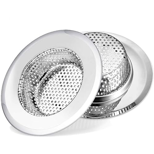 2 Pack Sink Drain Strainer, Stainless Steel Kitchen Sink Strainer Drain Plug Filter Strainer with Large Wide Rim 4.5" for Kitchen