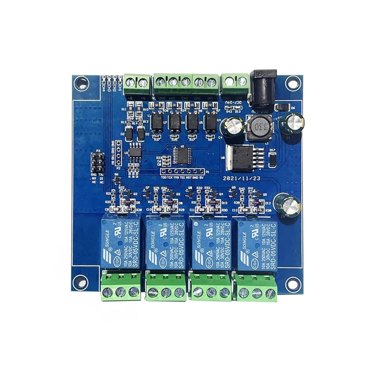 Relay Module PLC 4 Channel Relay Module DC7-24V Modbus RTU Support RS485/TTL UART Interface 4 Way Input/4 Way Output(Only Relay)