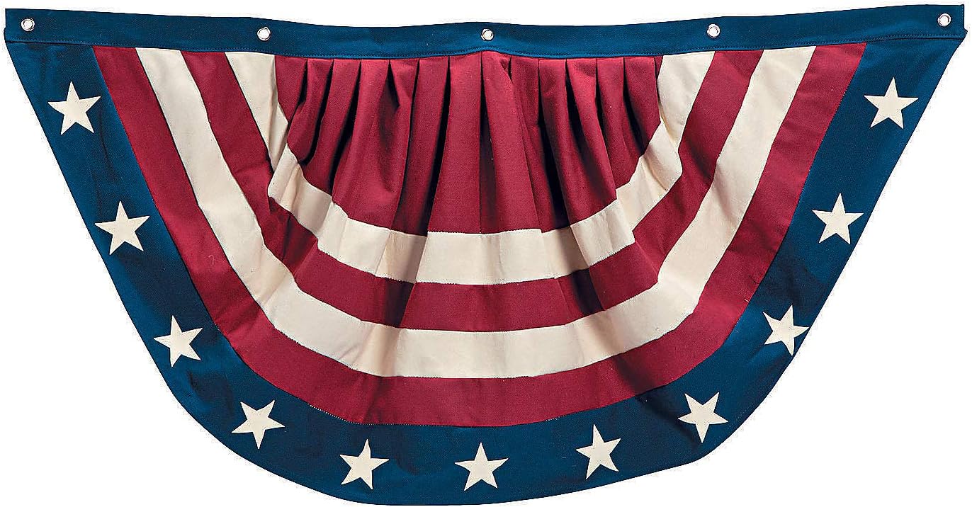 Fun Express 4th of July Decorations Vintage Patriotic Americana USA Bunting Banner - Red White and Blue Decor for Memorial Day, Veterans Day & Independence Day | Outdoor Hanging American Flag Bunting