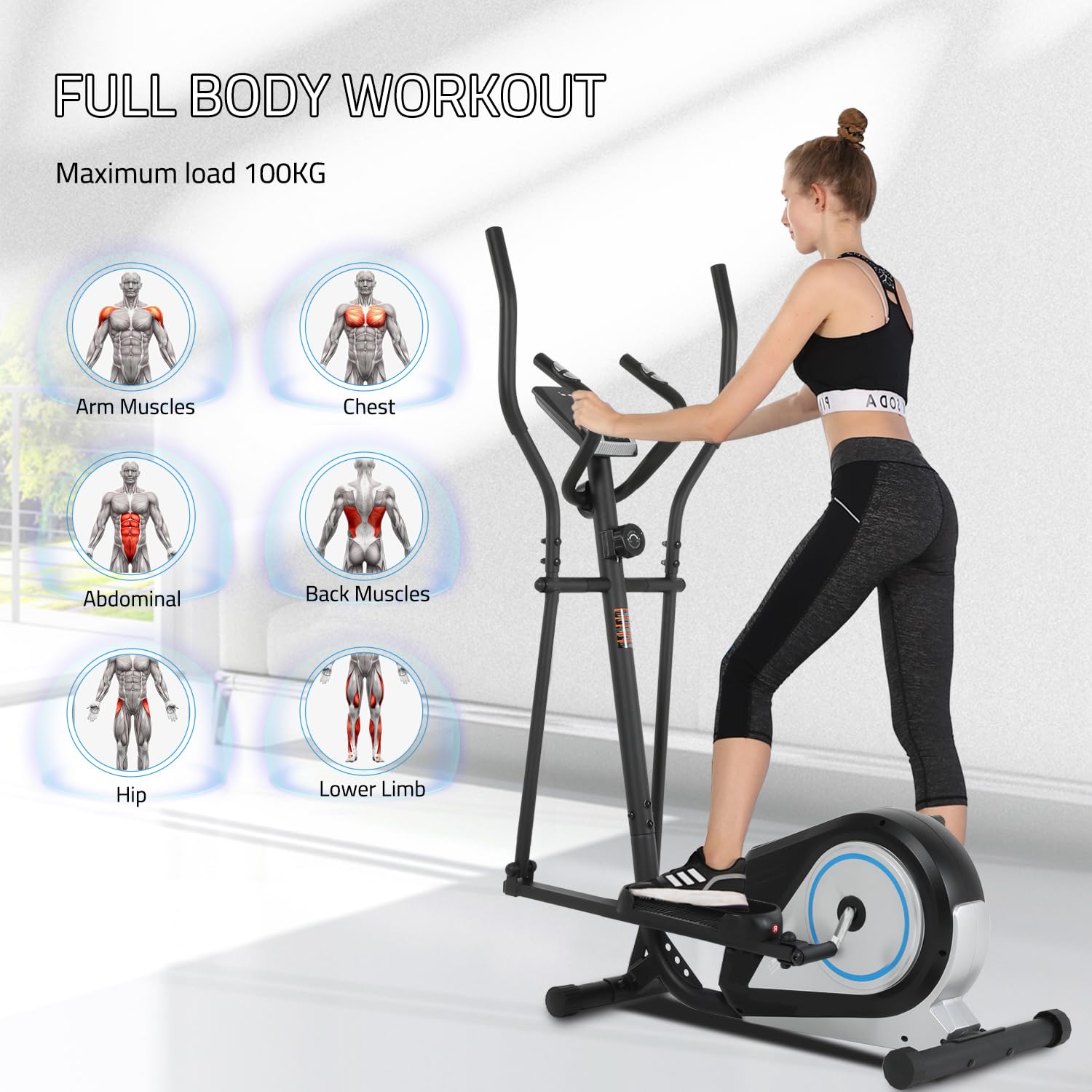 Ellittica Magnetica ISE Per Casa - Display LCD, 8 Livelli Resistenza, Max 100 Kg - Foto 6