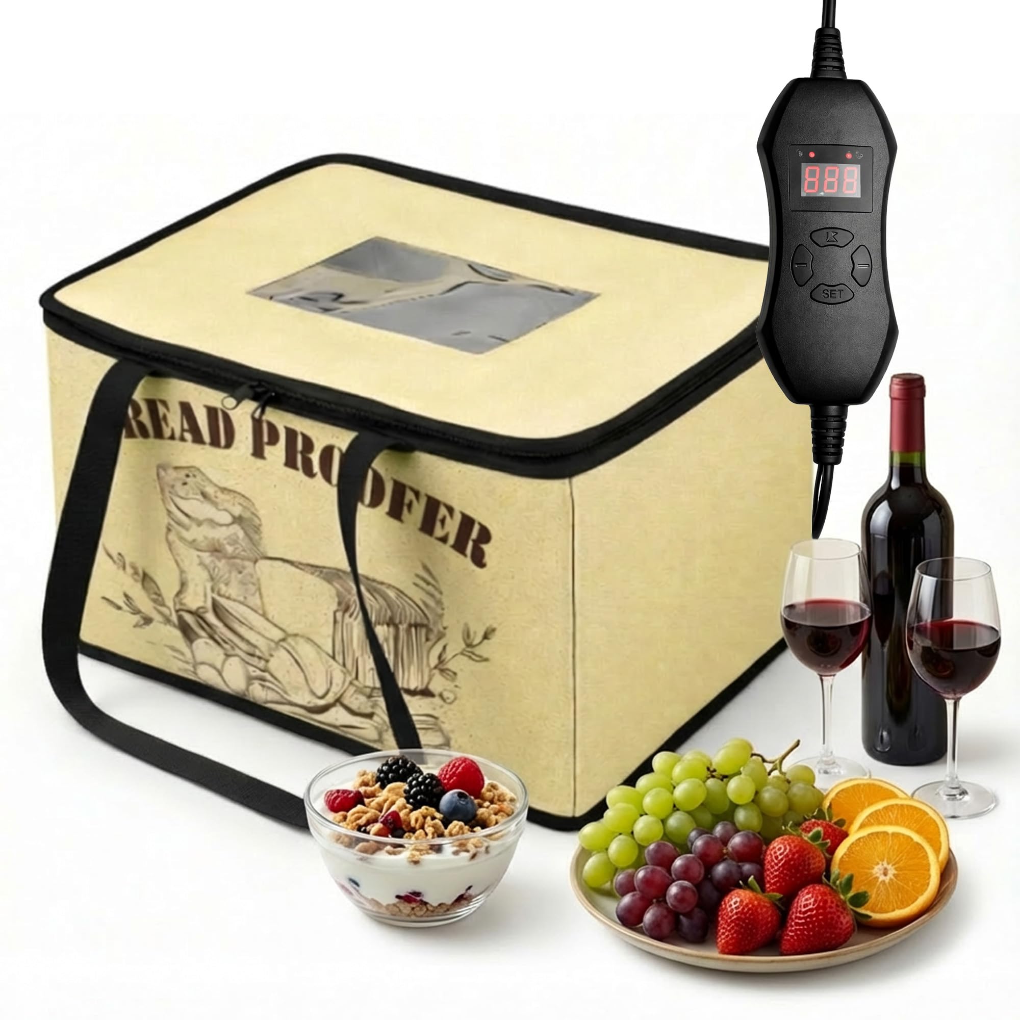 Electric Bread Proofer for Making Sourdough: 36L Foldable Proofing Box with NTC Sensor Temperature 50-113โ and 1-12h Timer Oxford Cloth Dough Proofing Box for Making Bread Yogurt Handmade Soap