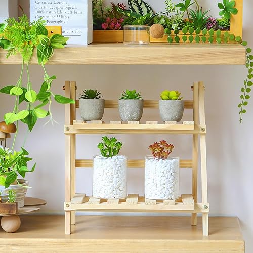 Miniatura 4 de WILLBOND 38 piezas de mini suculentas artificiales de Navidad a granel, plantas suculentas falsas surtidas, plantas realistas sin maceta, tallos de