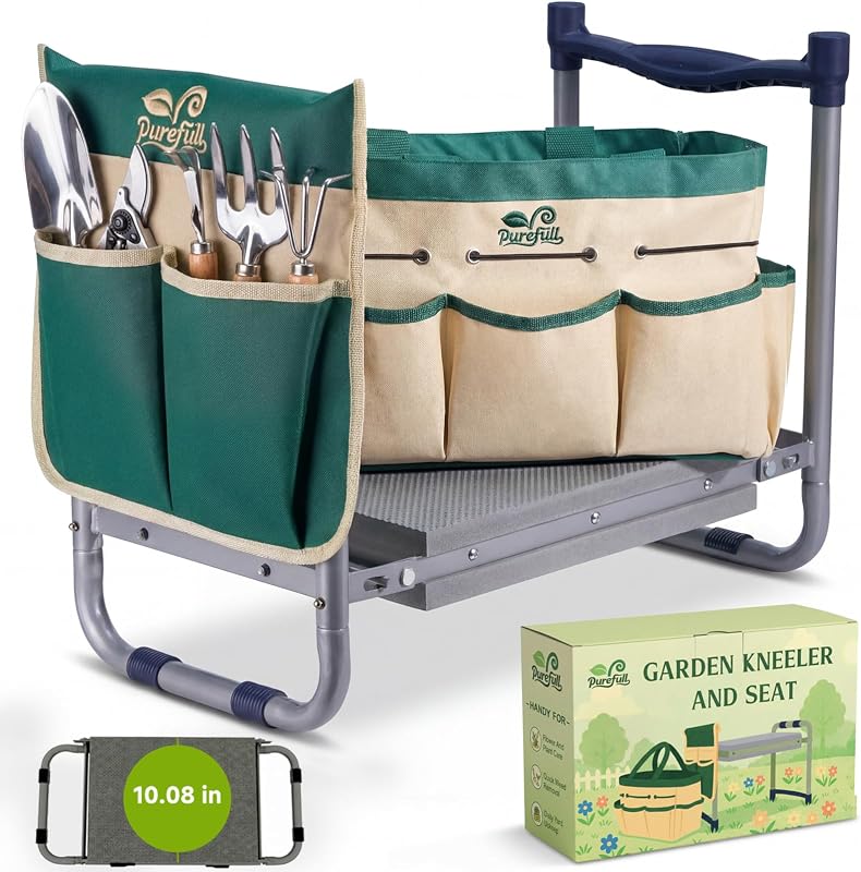 2-in-1 Heavy Duty Foldable Garden Kneeler And Stool With EVA Pad, Green
