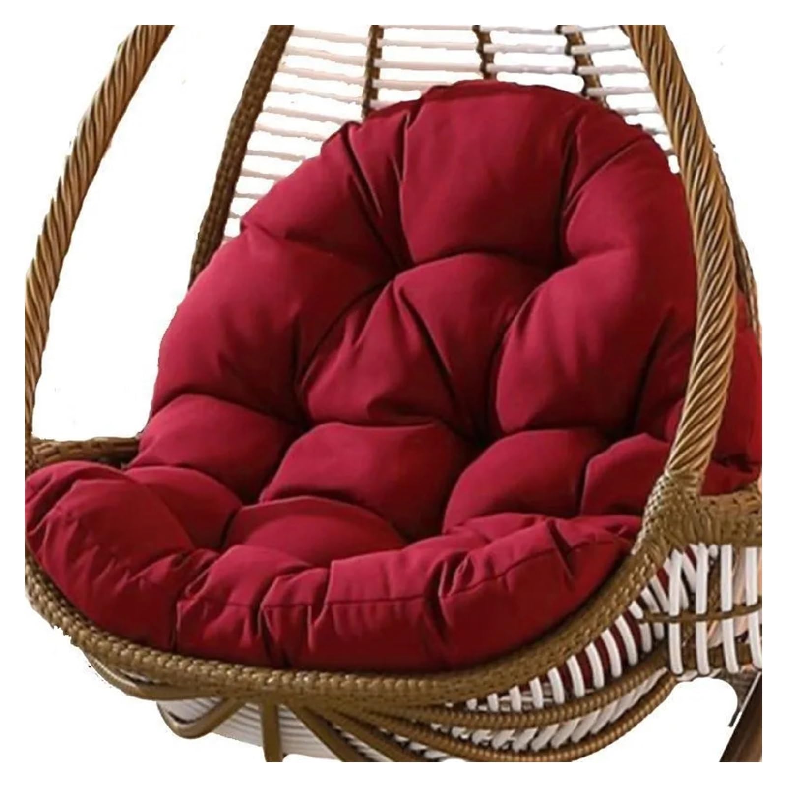 GHHZML Egg Chair Cushion Outdoor Swing Egg Chair Cushion Hanging Basket Seat Indoor Rocking Pad(Burgundy)