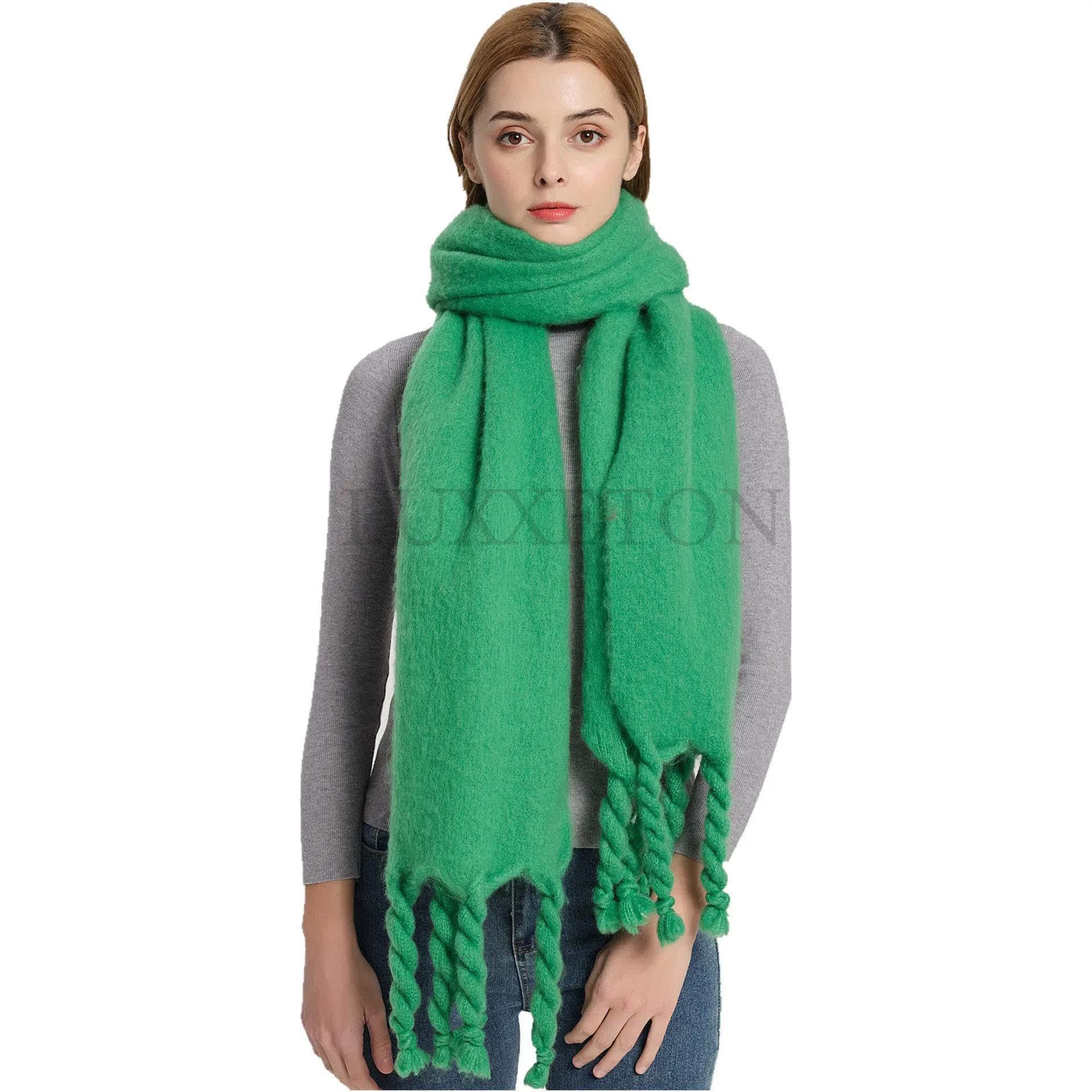 Schals Tücher Halstuch Scarf Winterschal Für Damen, Warm, Einfarbig, Foulard, Damenschals, Dicke, Weiche Decke, Große Quasten