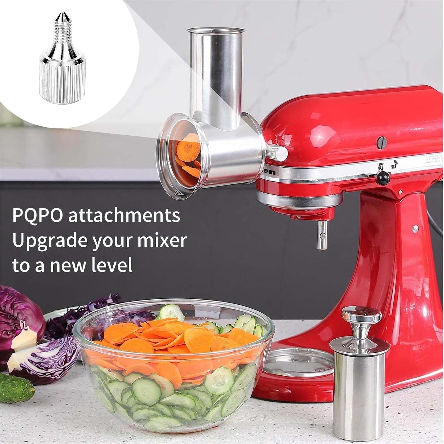 Hub Attachment Cap & Stainless Steel Fixing Attachment Screw Compatible with KitchenAid 4.5 & 5 Quart Tilt-Head Stand Mixer,Anti-Slip, Rustproof, Easy Install