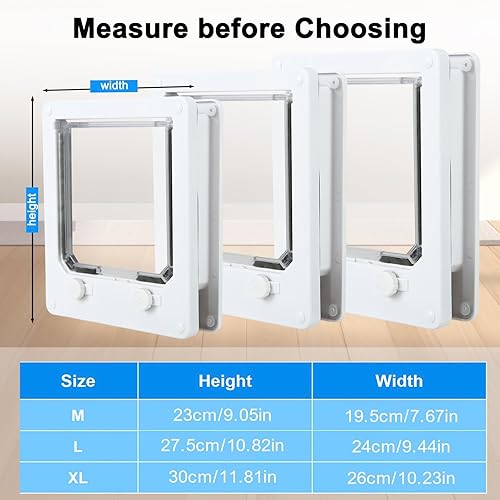 Miniatura 5 de Puerta interior de puerta para gatos, puerta de perro con bloqueo de 4 vías, puerta interior para perros, puerta exterior resistente a la intemperie