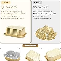 Vista 4 de Sartén de papel de aluminio dorado de 9 x 13 pulgadas, bandeja desechable resistente, recipiente profundo para calentar, hornear, cocinar