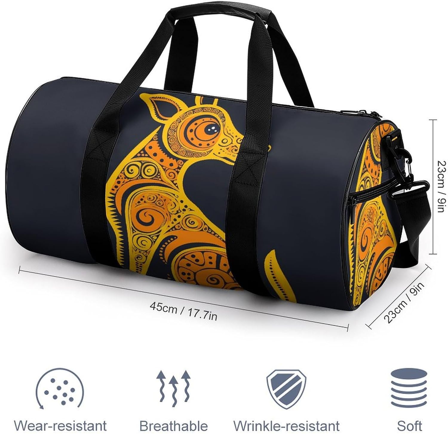 Orange Dog Sport Gym Duffle Travel Bag for Women Men Overnight Weekender Bag with Shoe Compartment,Wet Pocket